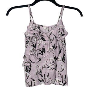 Aeropostale Womens Top Size Small Floral Ruffles V-Neck Adjustable Straps